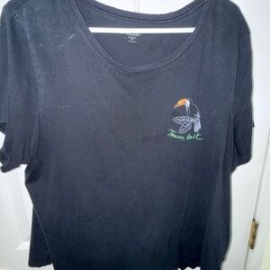 Old Navy Black Short Sleeve Tee with Toucan Embroidery